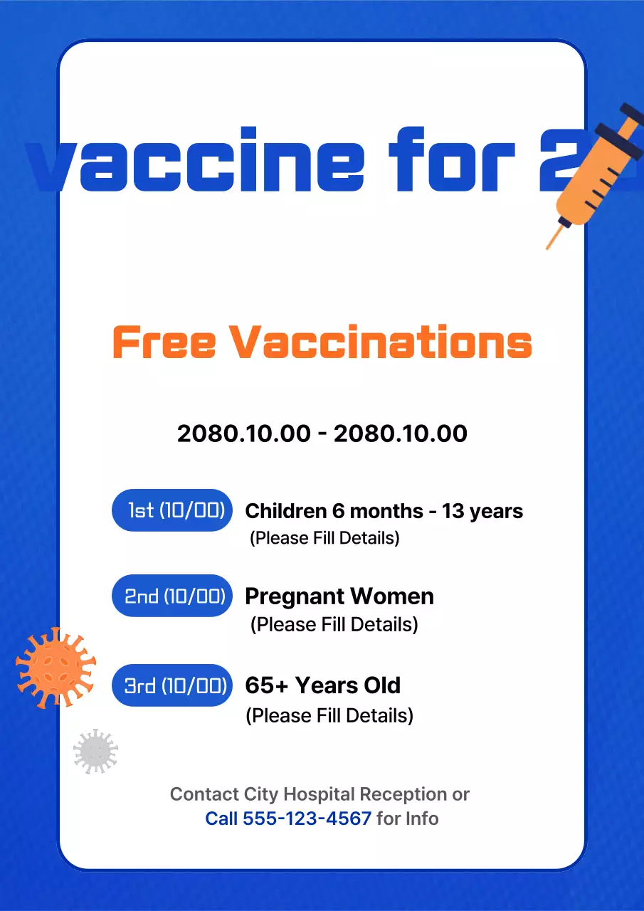 Poster thông báo tiêm chủng đơn giản màu xanh