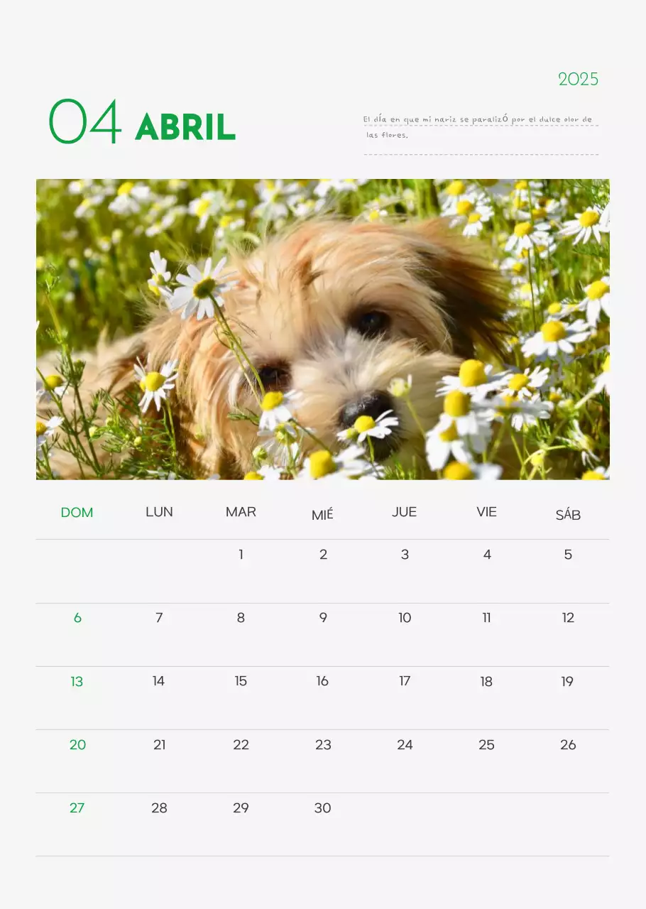 Calendario Abstracto Simple Animal