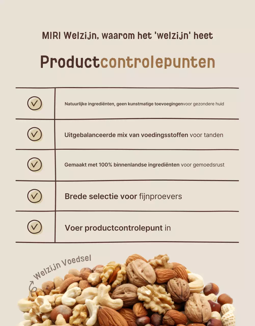 Een beige en bruine gezonde snacktentoonstelling promoten