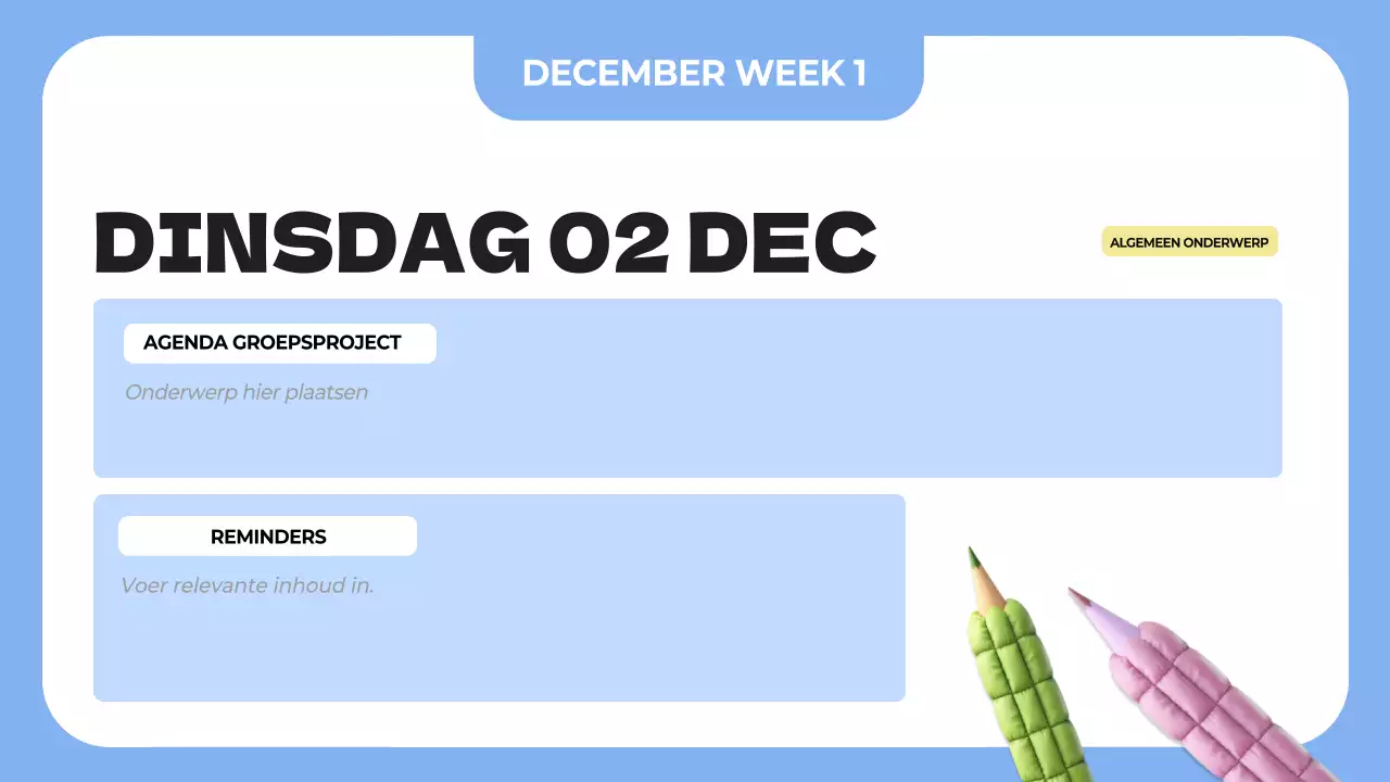 blauwe eenvoudige klassenagenda planner