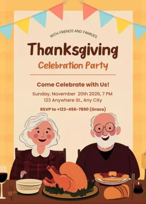 Yellow Traditional Thanksgiving Invitation Poster