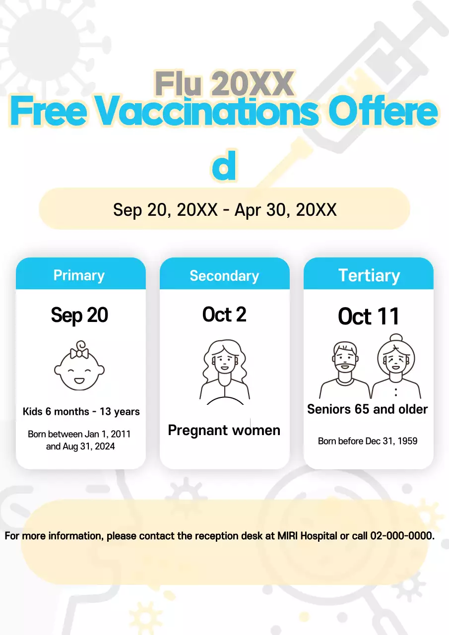 Poster thông báo tiêm chủng đơn giản màu xanh