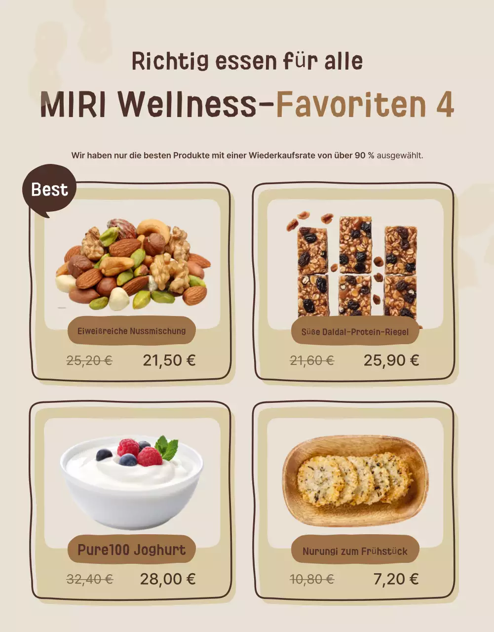 Förderung einer Ausstellung für gesunde Snacks in Beige und Braun