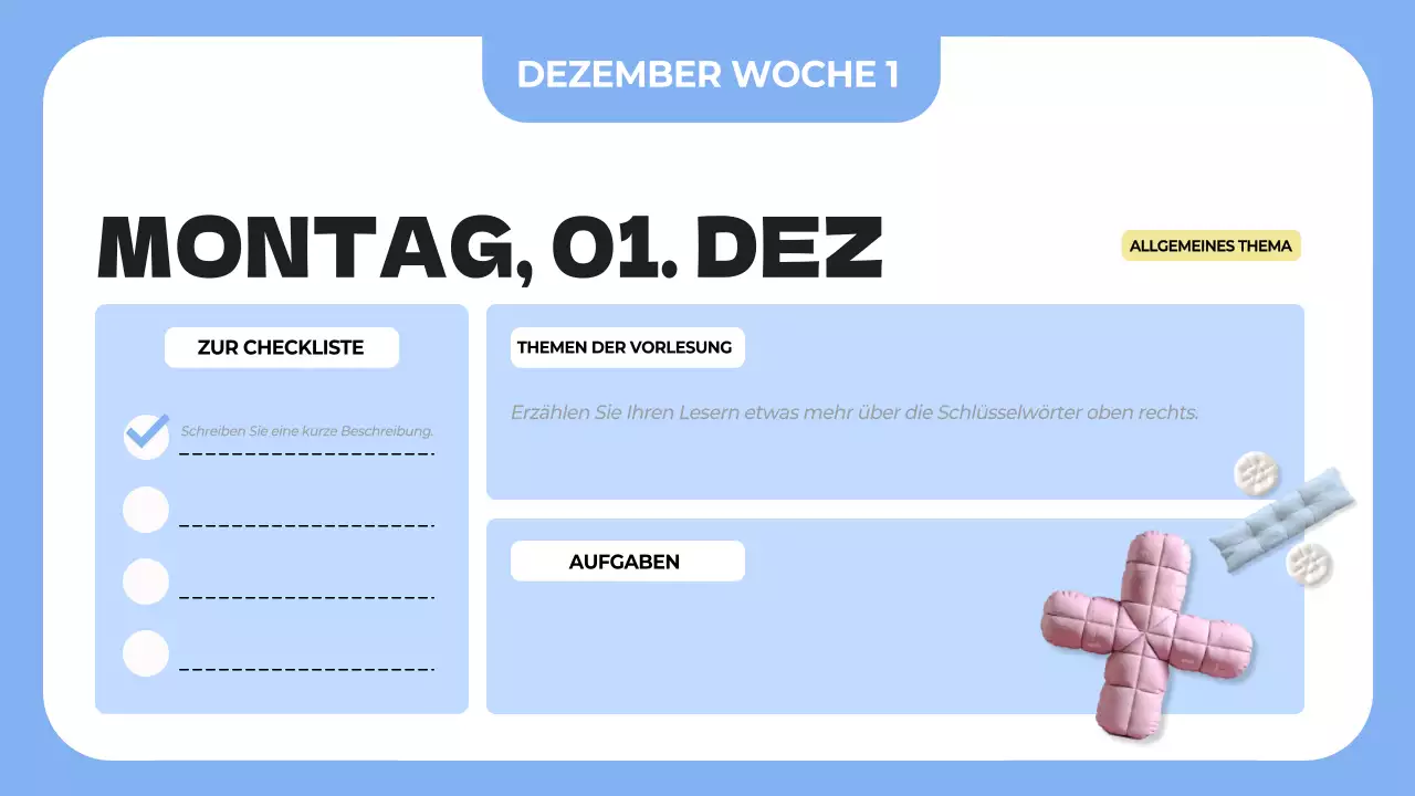 blauer einfacher Klassen-Agenda-Planer