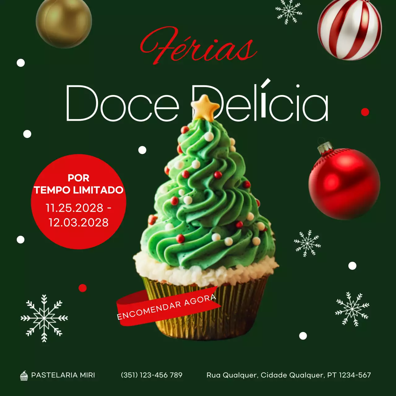 promoção de sobremesas festivas verdes