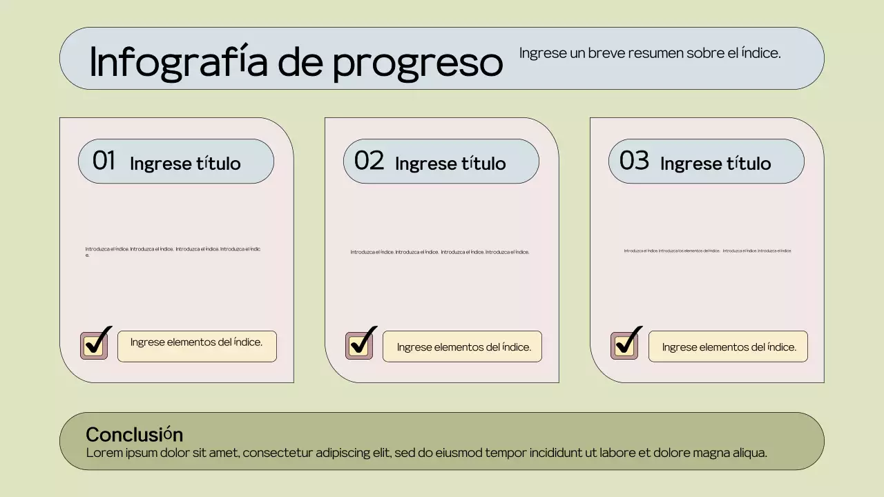 green minimal progress infographic layout