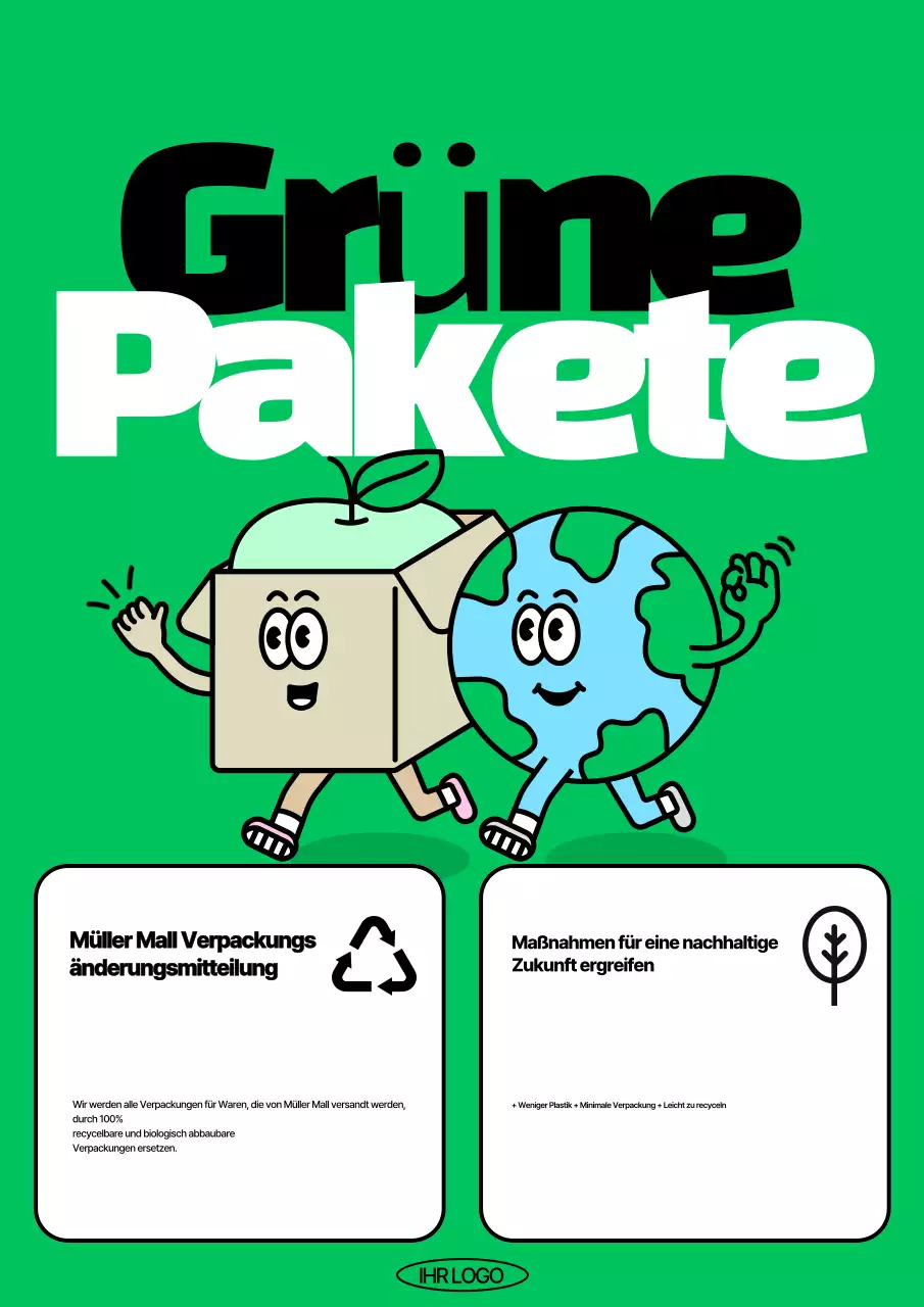 Grüne gemütliche umweltfreundliche Pakete