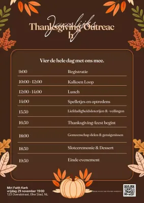 Bruin Traditioneel Thanksgiving Evenementenschema