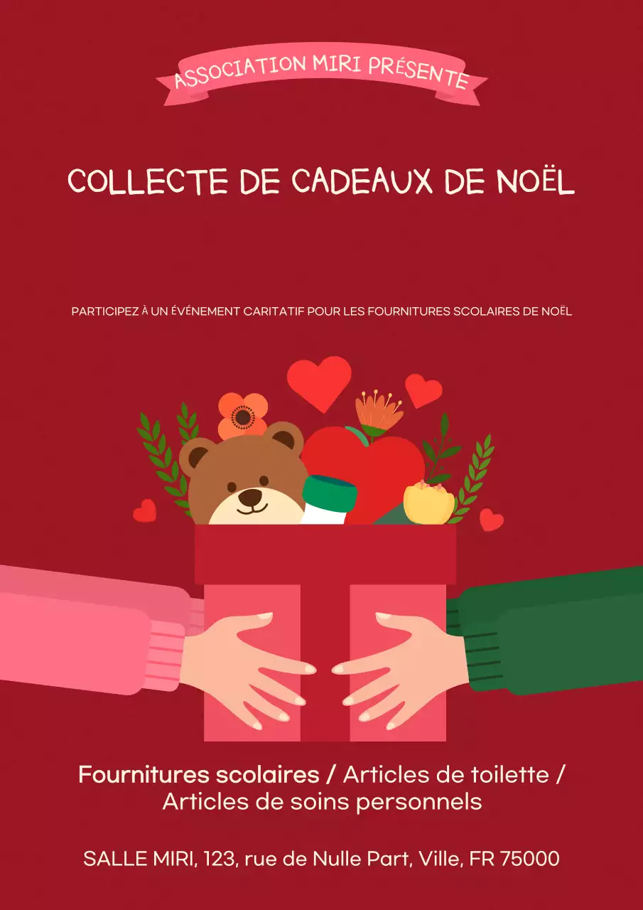 annonce d'une œuvre de bienfaisance festif rouge