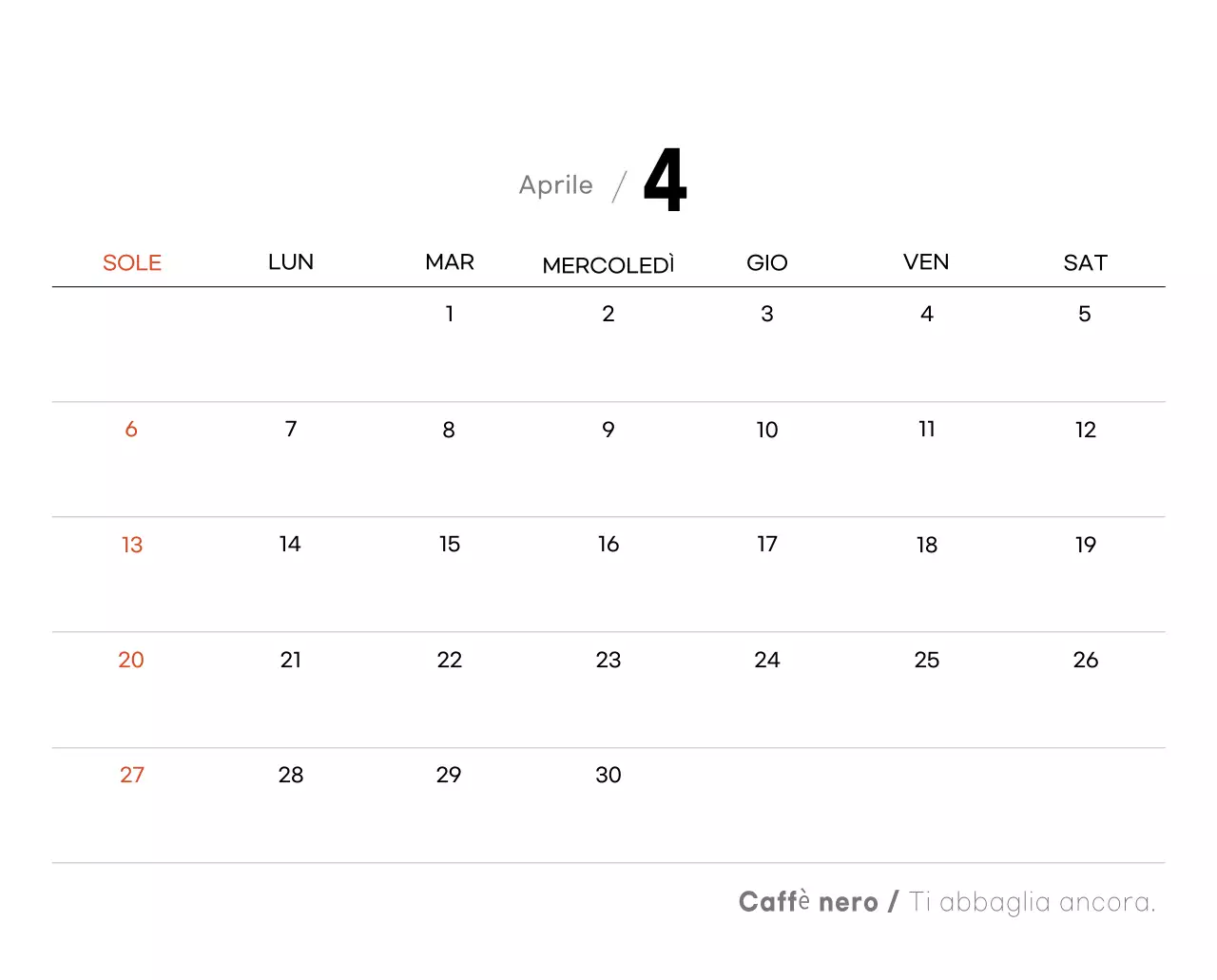 Calendario grigio minimalista