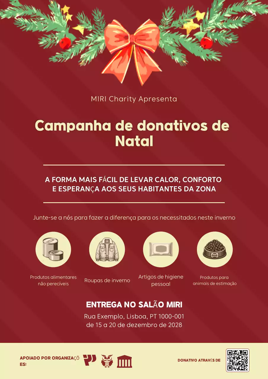 Anúncio da campanha de recolha de donativos Red Festive Christmas