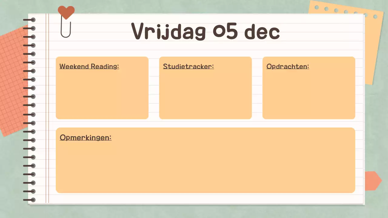 Eenvoudig Pastel Notitieboek Klasagenda voor School