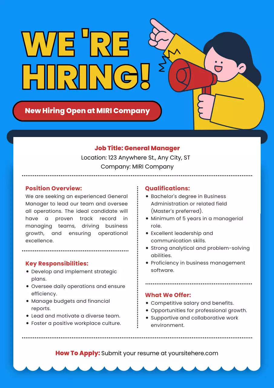 Blue Modern Job Posting Announcement Poster