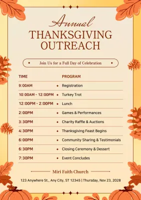 Orange Traditional Thanksgiving Event Poster