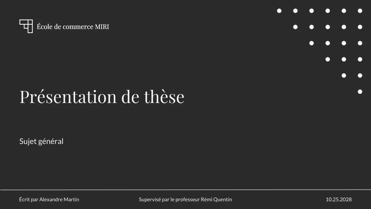 présentation neutre et élégante de la thèse