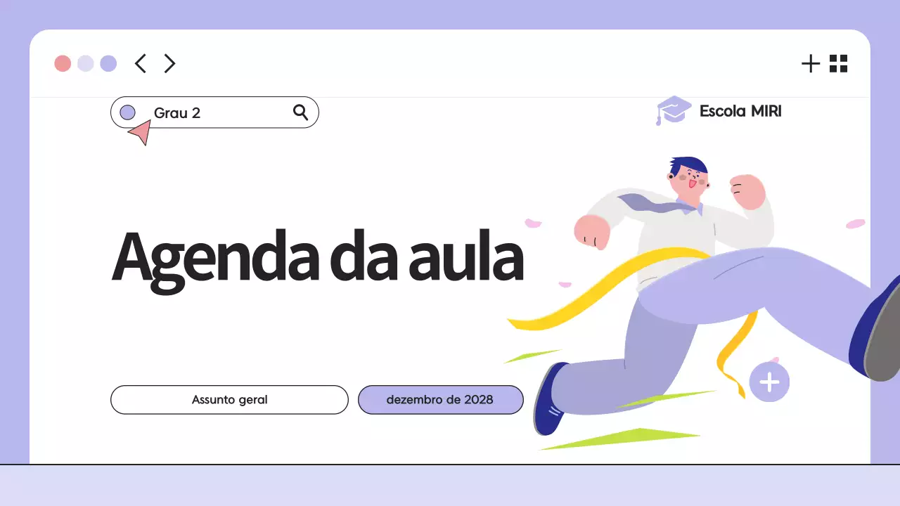 Apresentação da agenda da aula de ilustração púrpura
