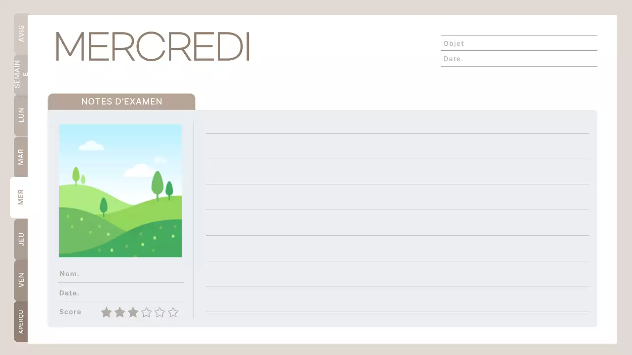 agenda de classe minimaliste beige calendrier