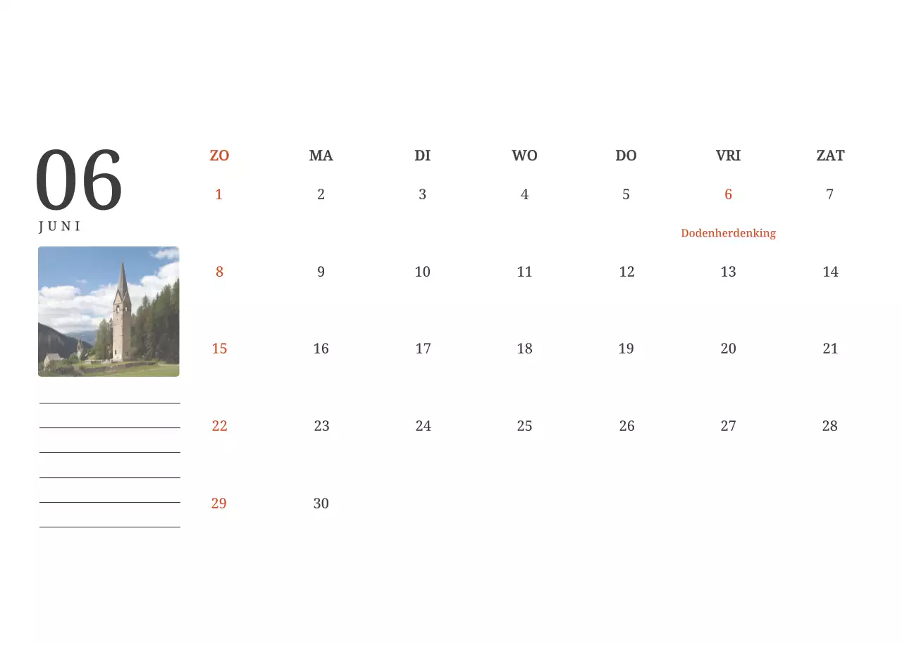 Een fotografische conceptkalender met kerken in landschapsschilderijen