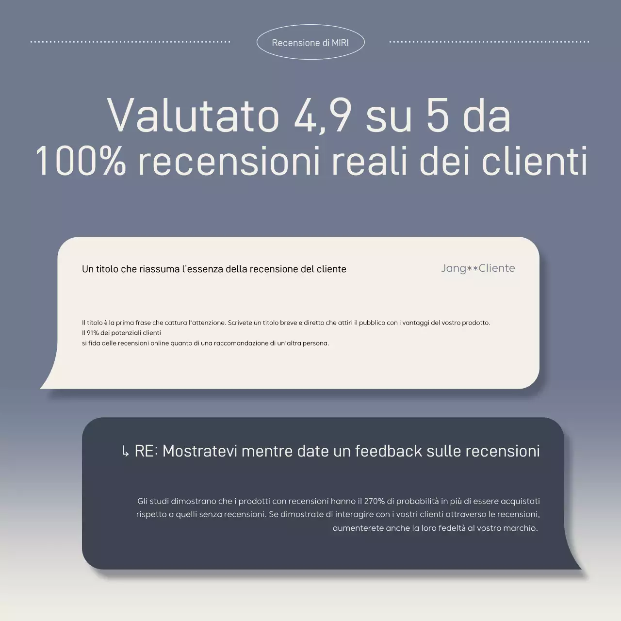 Annuncio di recensione semplice in blu navy e beige