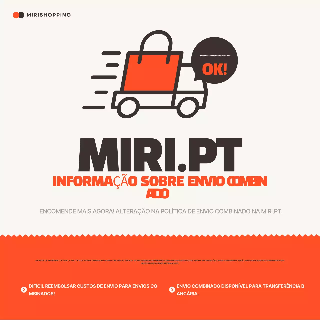 Promover instruções de envio simples em laranja