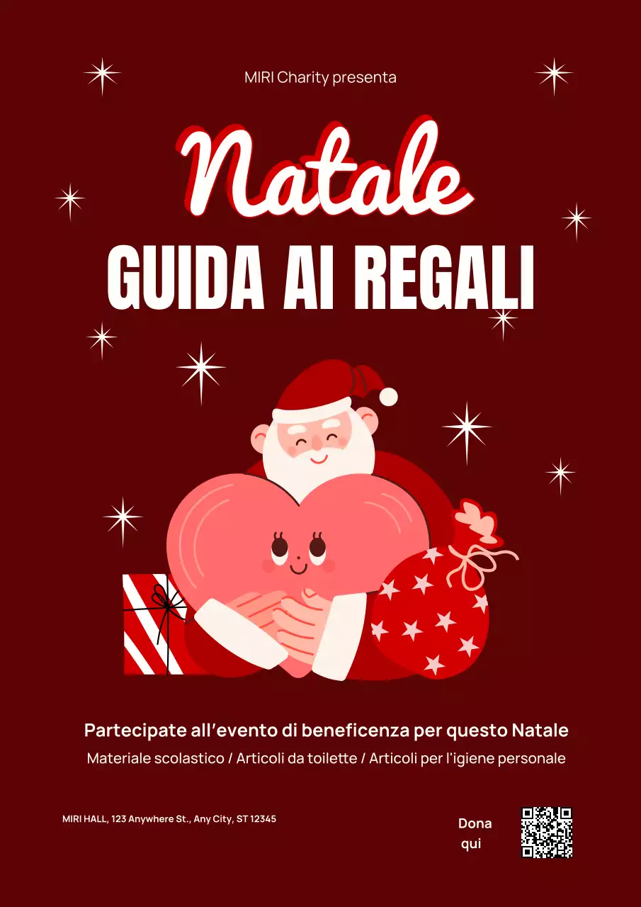 ILLUSTRATIVO REGALO DI NATALE POSTER WEB PER LE VACANZE EVENTO DI BENEFICENZA