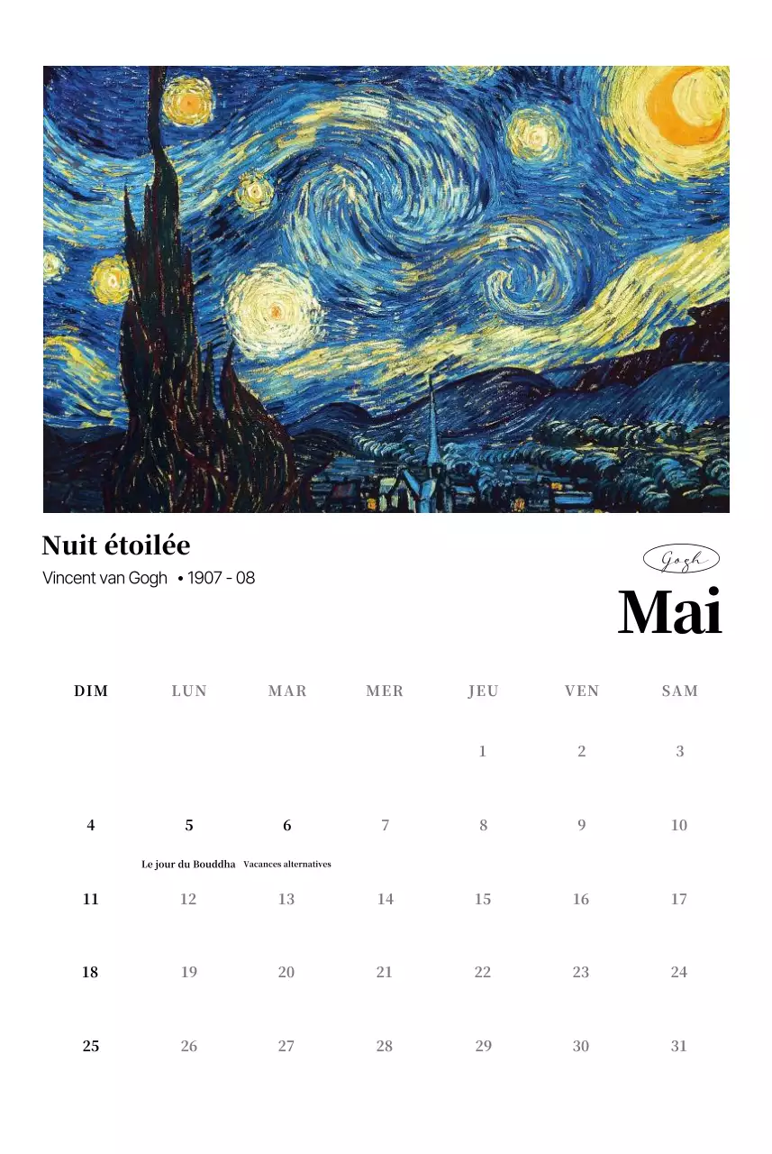 Calendrier de l'art classique