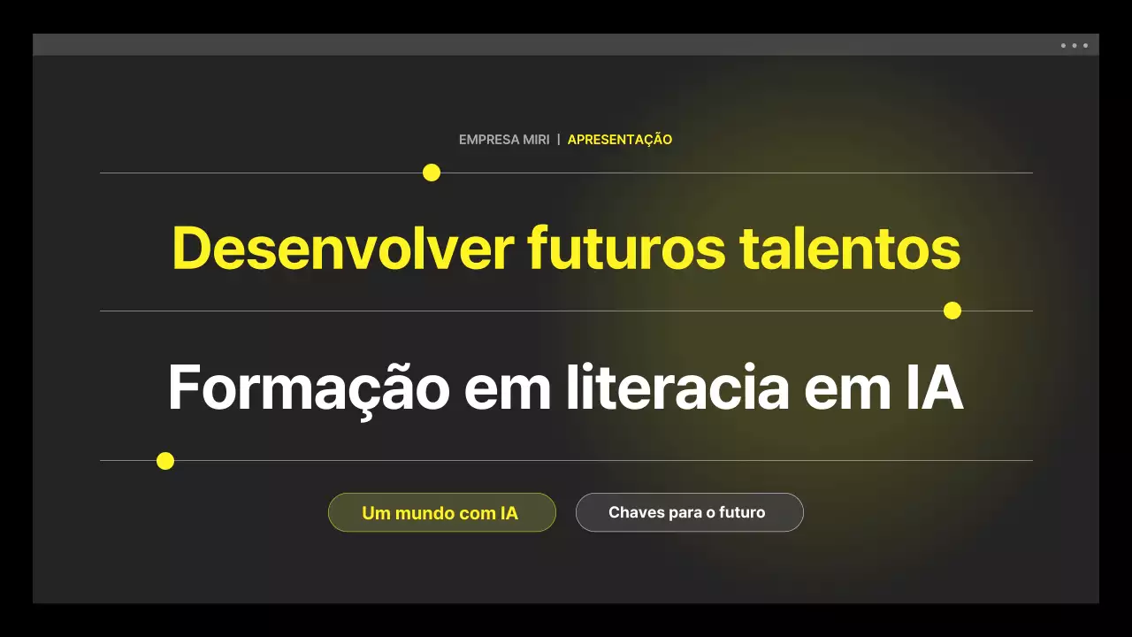Materiais de formação sobre literacia em IA, amarelos e pretos, de estilo cibernético
