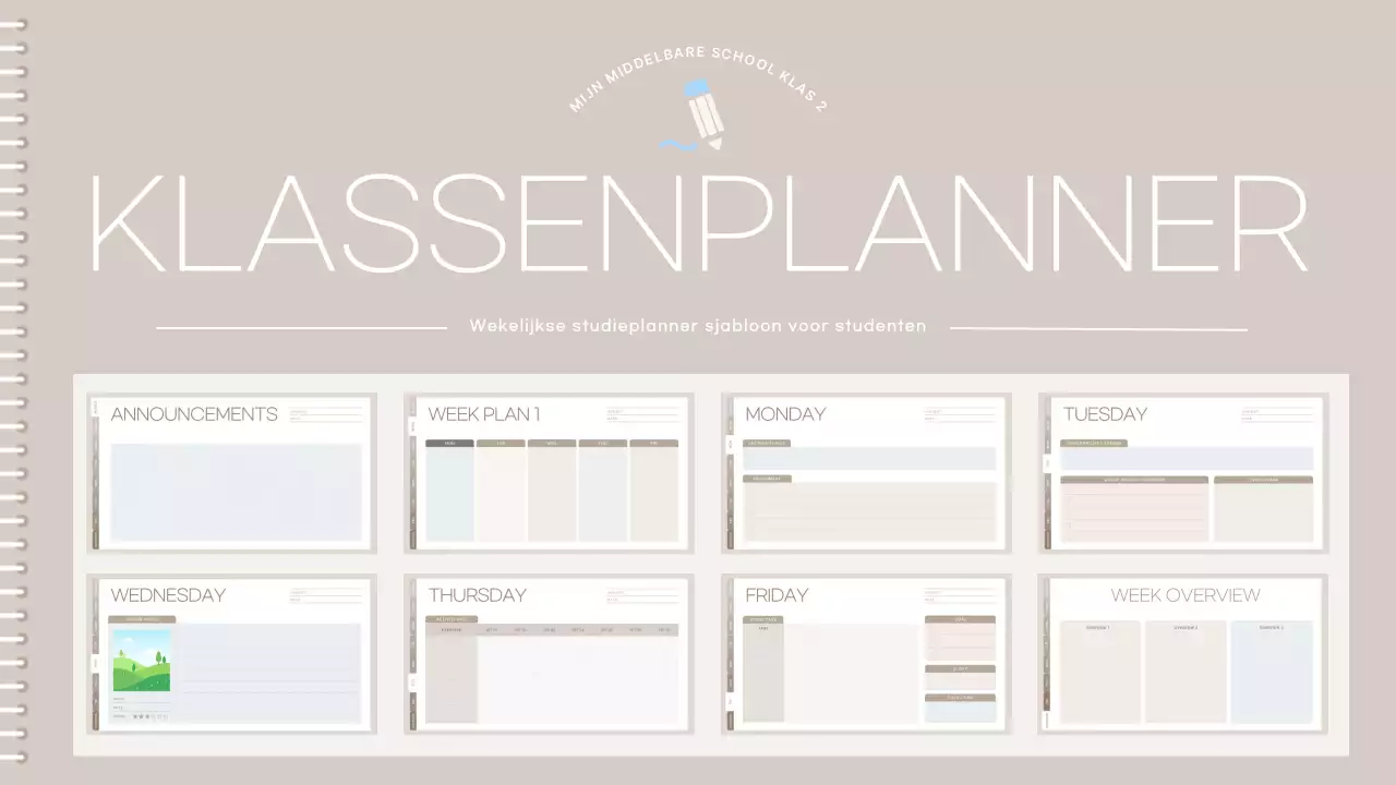 beige minimalistische klassenplanner schema