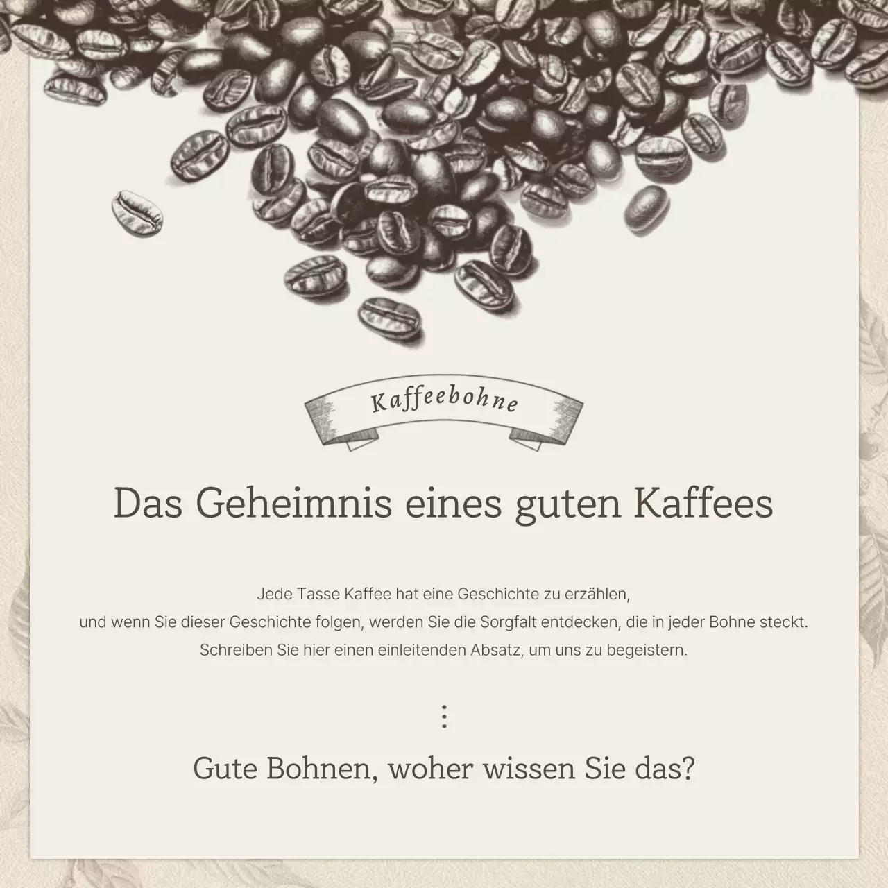 Werbung für ein Vintage-Café in Beige und Braun