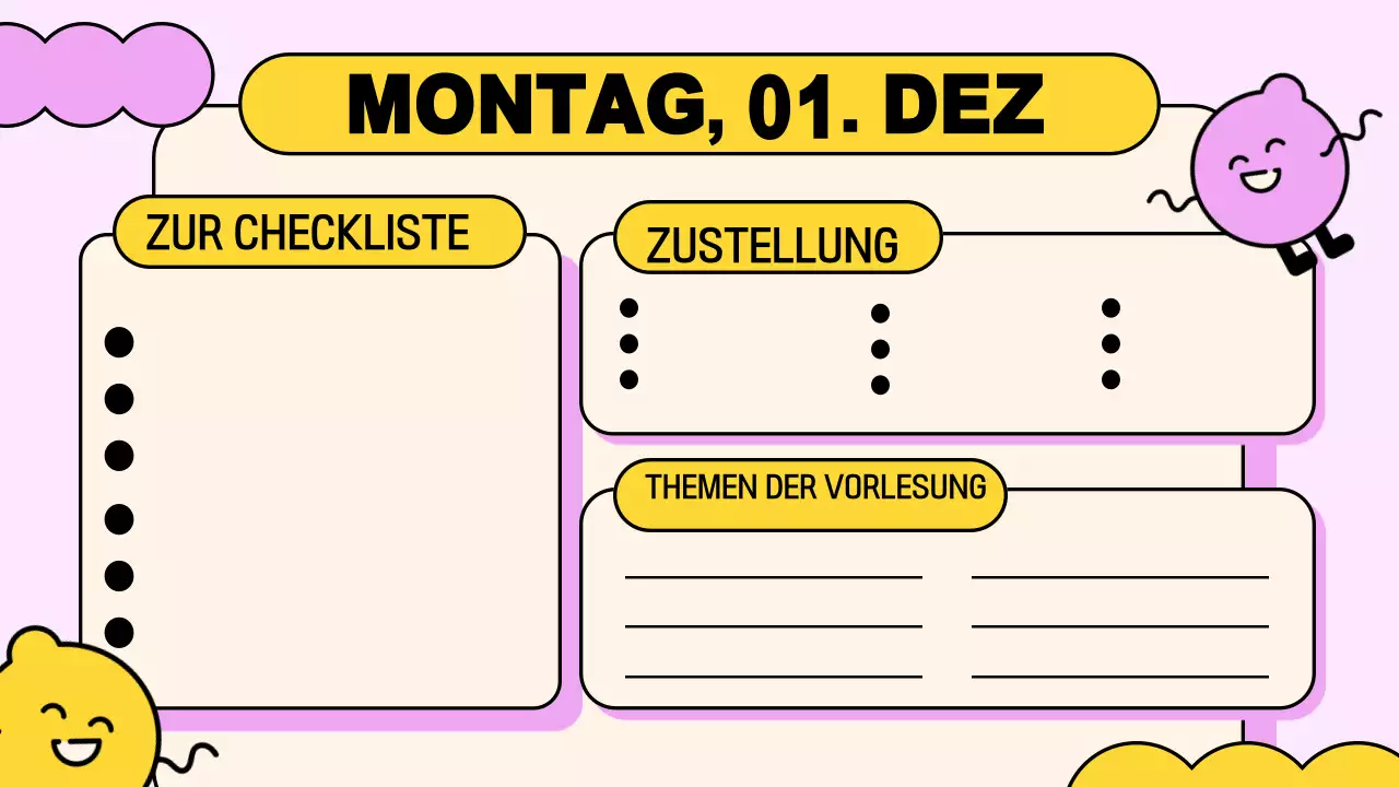 Rosa Gelb Verspielte Klasse Agenda Präsentation