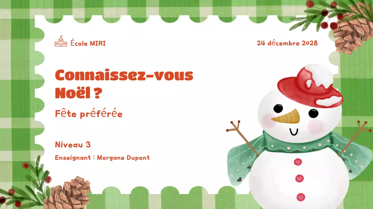présentation festive verte pour les fêtes de fin d'année