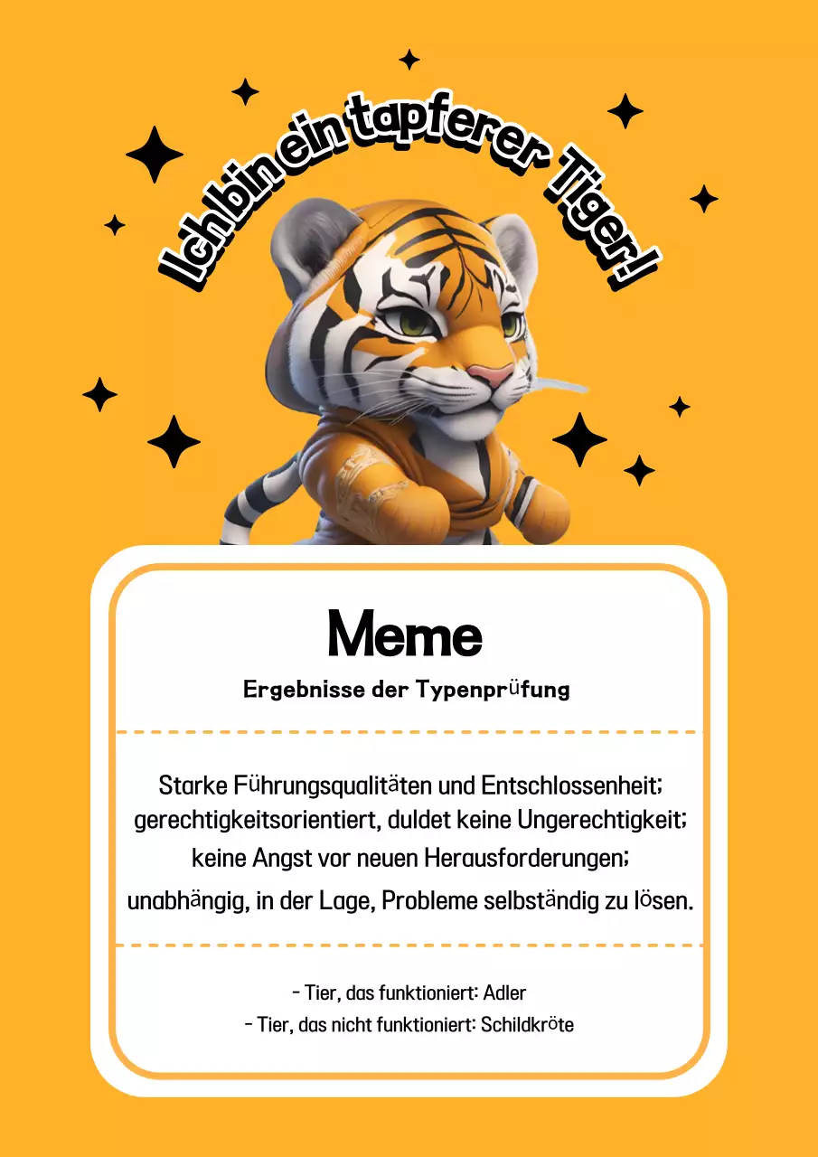 Über den schwarz-orangefarbenen minimalistischen Meme-Typentest