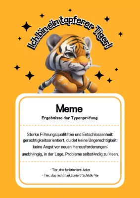 Über den schwarz-orangefarbenen minimalistischen Meme-Typentest