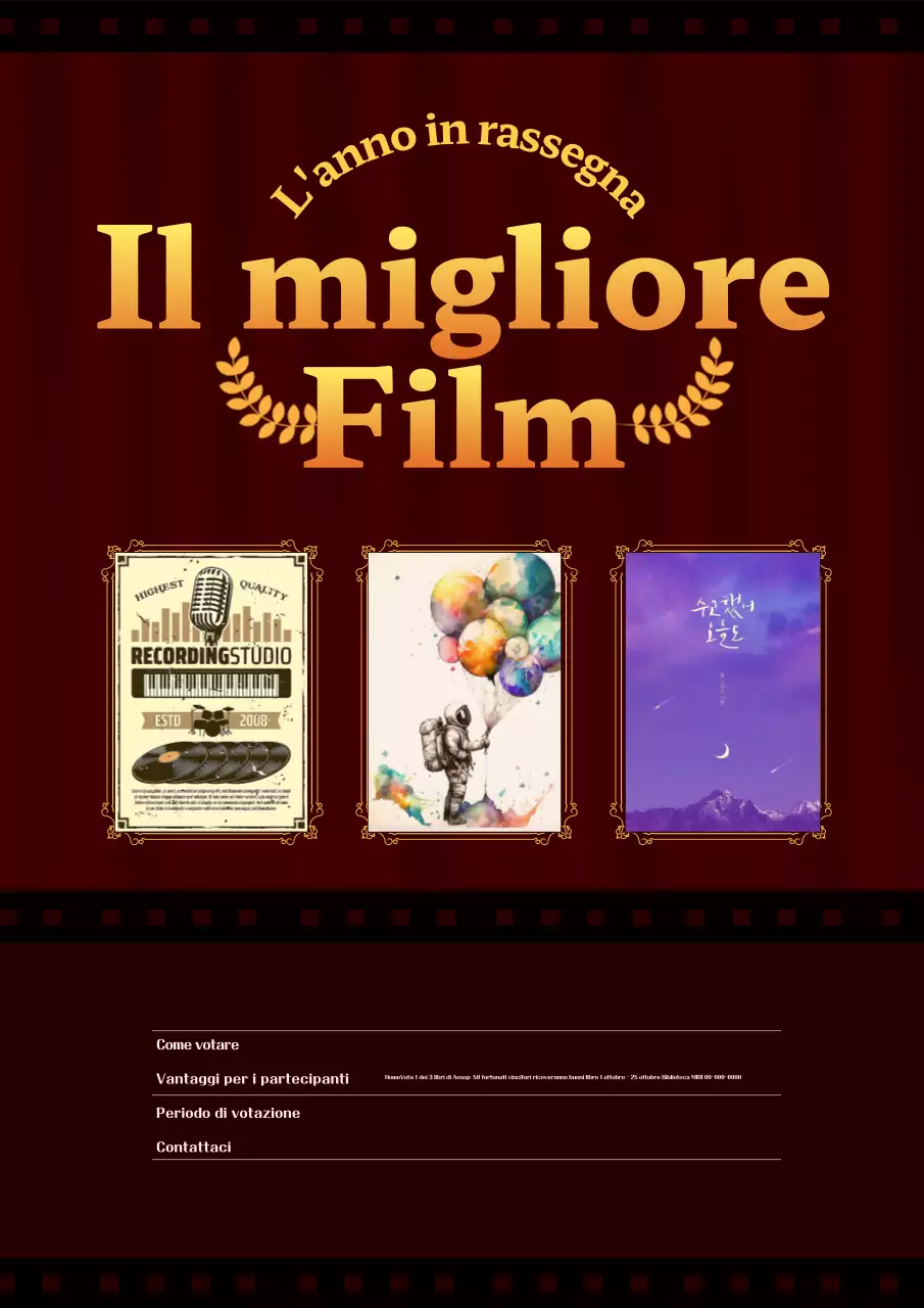 Promuovere il miglior film dell'anno con i classici colori bordeaux e arancione