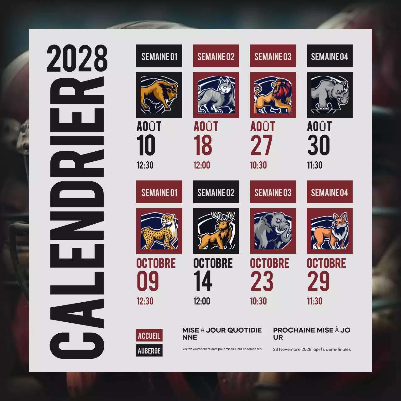 Calendrier des équipes pour le tournoi moderne Black and Red