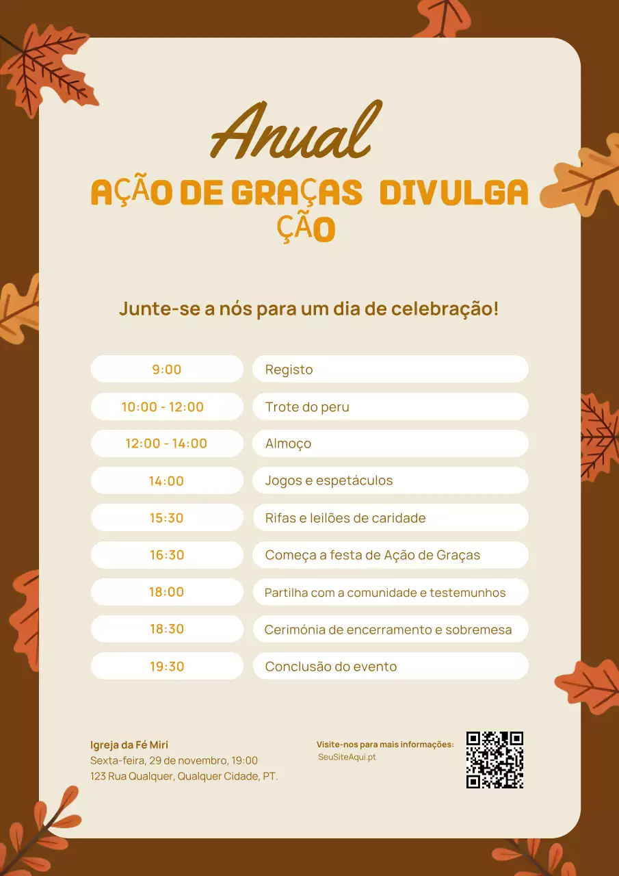 CARTAZ WEB ILUSTRATIVO ESTÉTICO ACOLHEDOR DE ACÇÃO DE GRAÇAS ANUAL