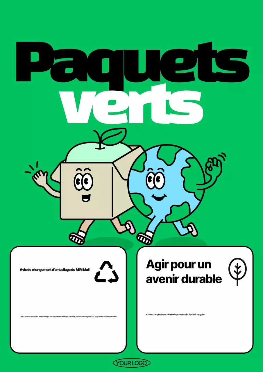 Paquets verts, confortables et respectueux de l'environnement