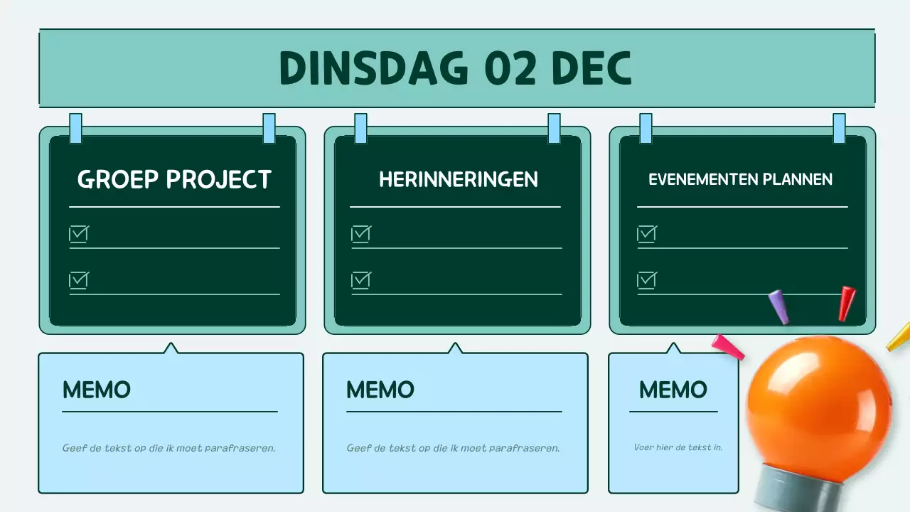 agenda planner oranje en groenblauw pop class