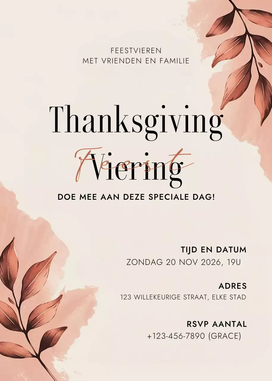 beige elegante feestelijke uitnodiging