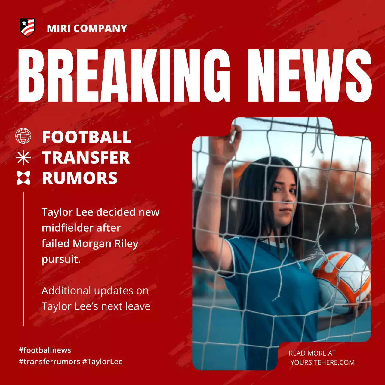 Red Bold Football Announcement Social Media Post