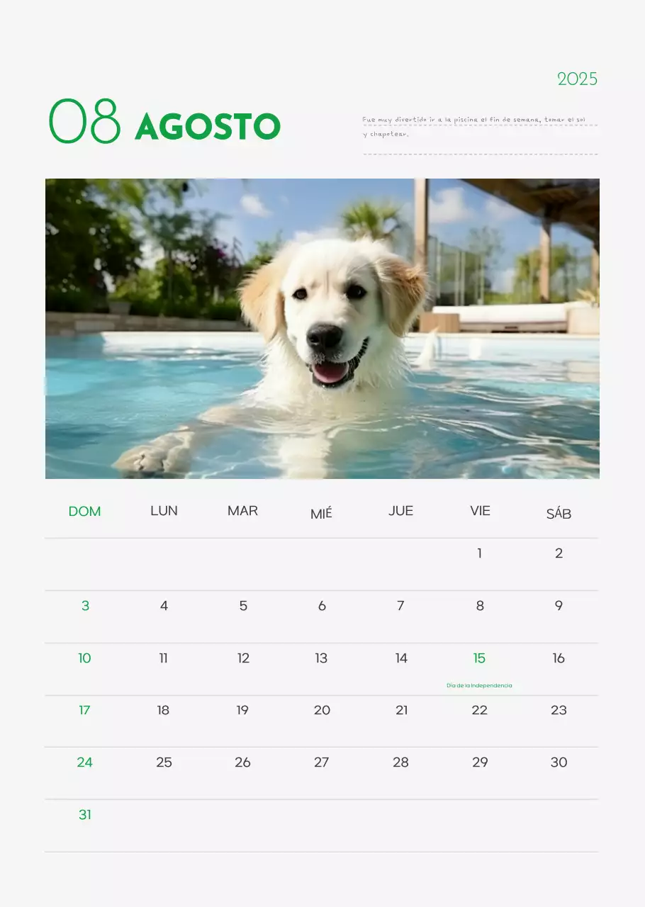 Calendario Abstracto Simple Animal