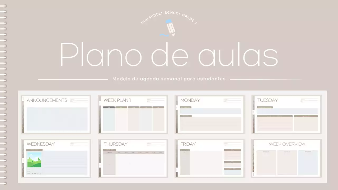 agenda de aulas minimalista bege