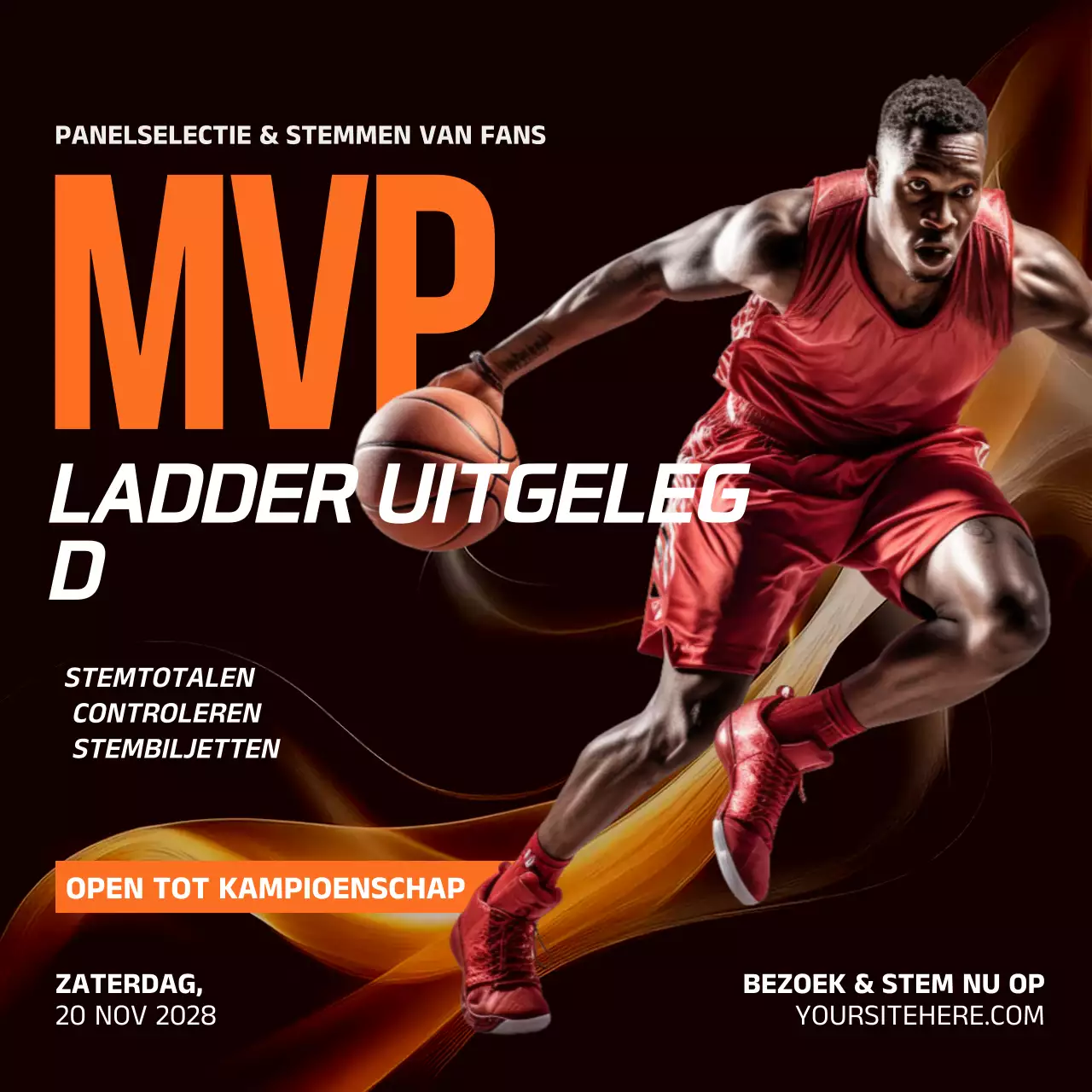 Zwart Oranje Basketball MVP Ladder Instagram Post