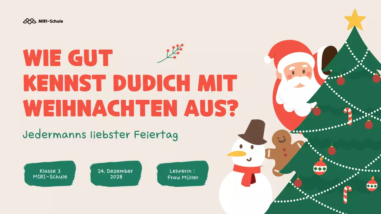 Illustratives Weihnachtsquiz für Kinder und SchülerInnen