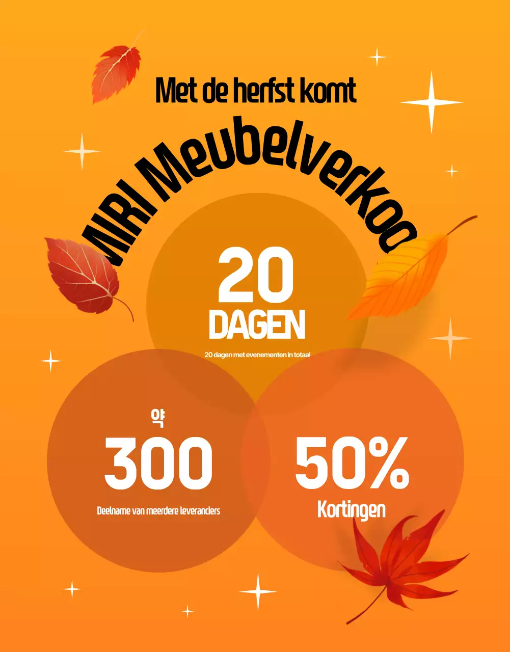 Promoot een uitverkoop van moderne herfstmeubelen in zwart en oranje