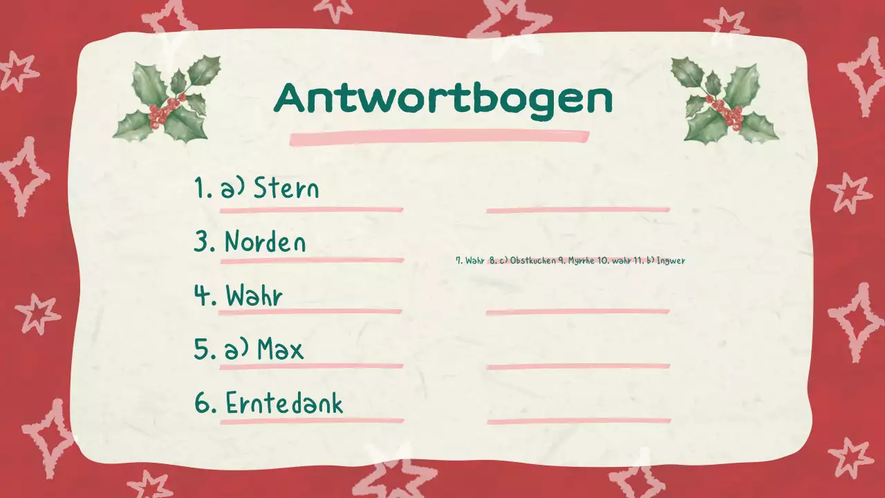 Rote Illustration Weihnachts-Quiz Diashow