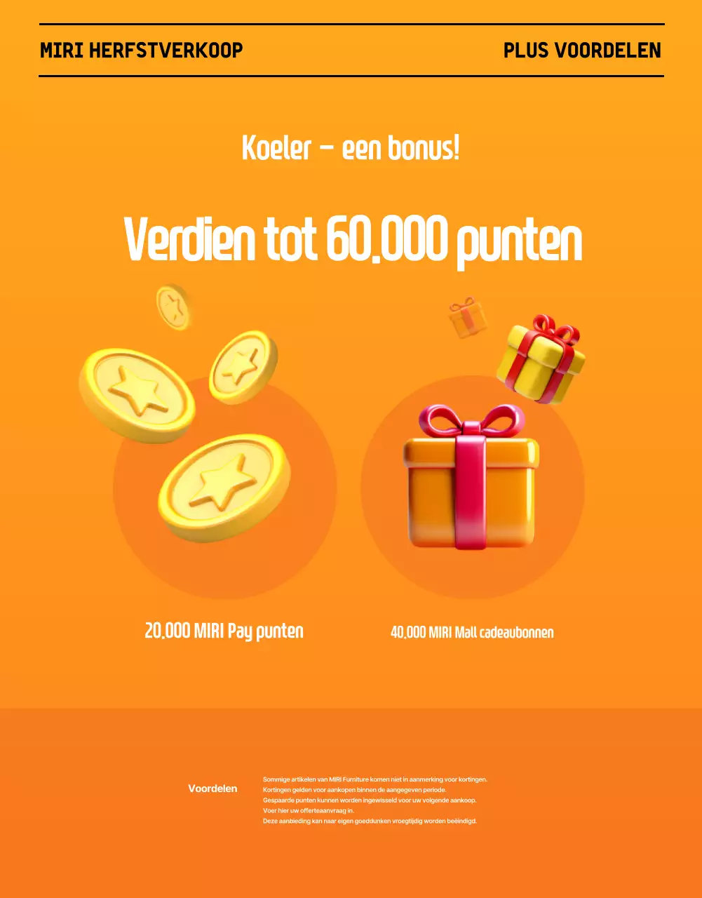 Promoot een uitverkoop van moderne herfstmeubelen in zwart en oranje