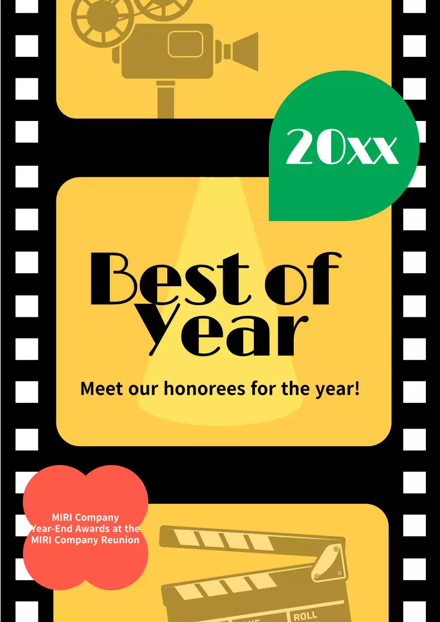 Poster thông báo phim cổ điển màu vàng