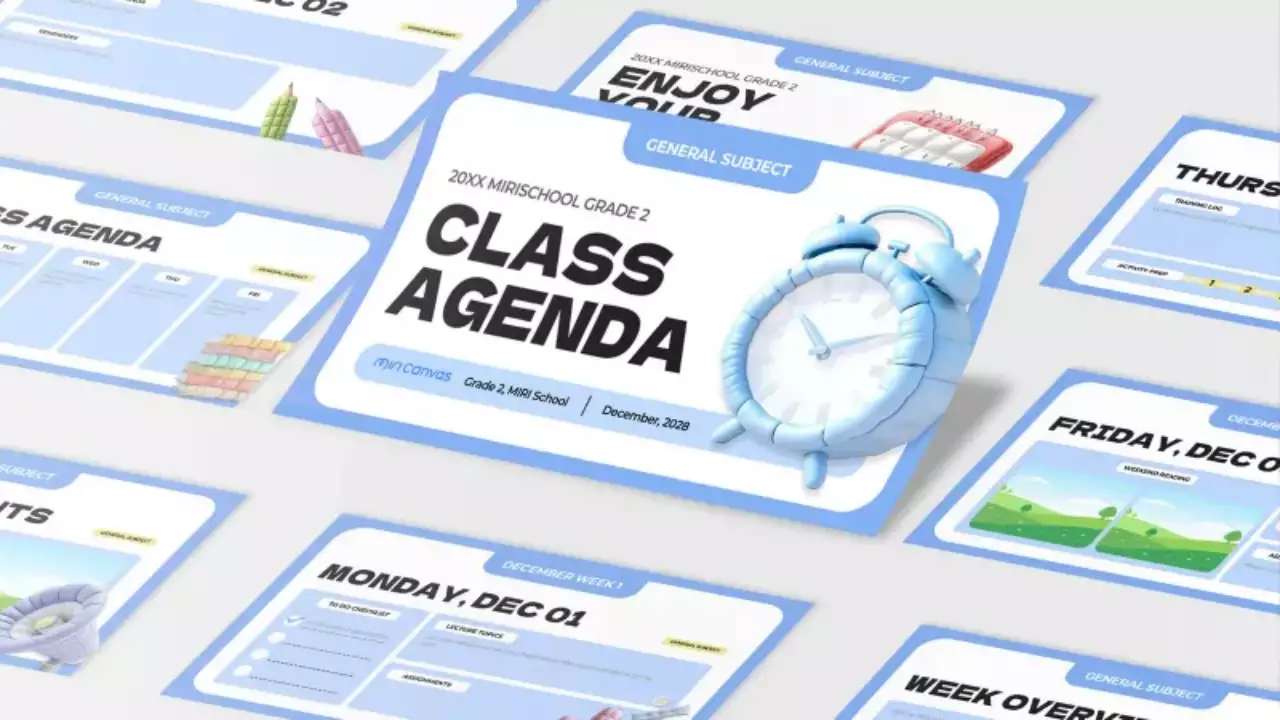 agenda azul simple class planner