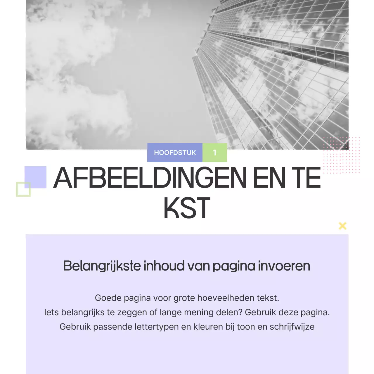 Een gids met eenvoudige vormen in paars en grijs